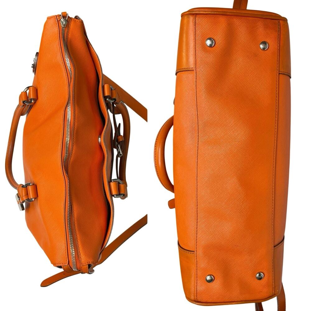 VGUC – TUMI Voyageur Large Tangerine Textured Leather Briefcase 73126TNG - Picture 4 of 11